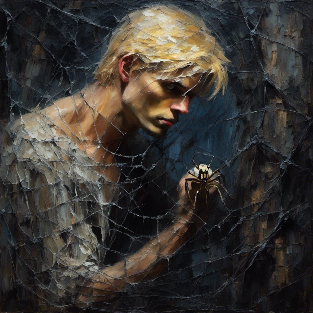 Spider-Fairy Traps Prince: An Impasto Painting