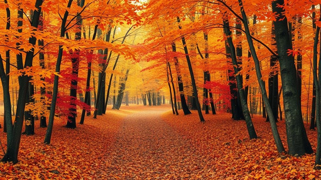 Autumn Forest Path in Layered Paper Collage