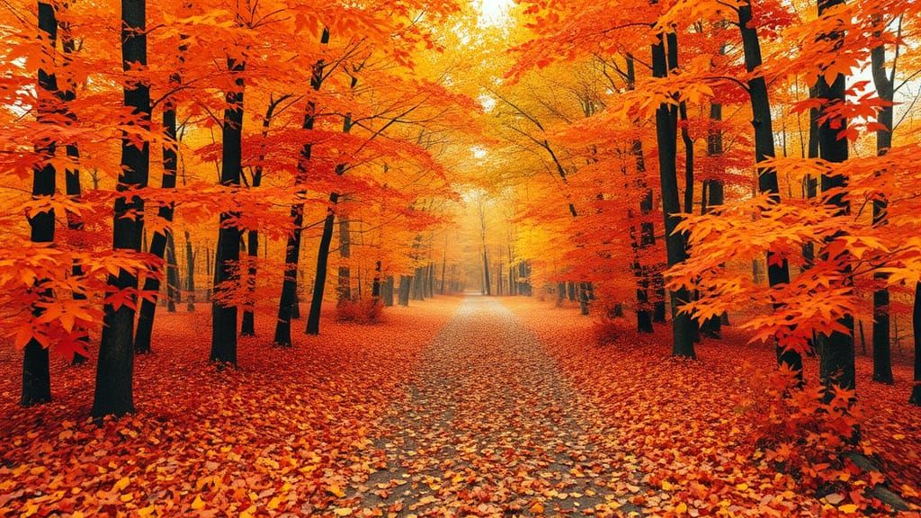 Autumn Forest Path in Layered Paper Collage