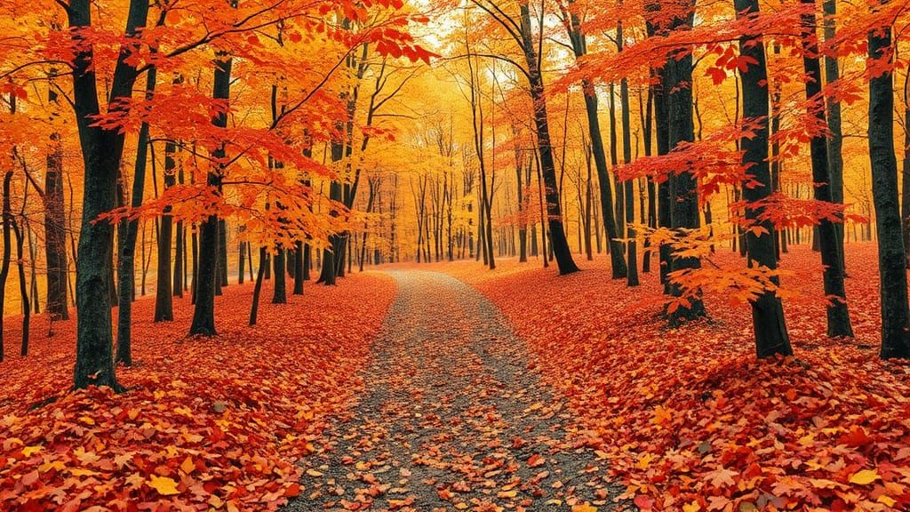 Autumn Forest Path in Layered Paper Collage