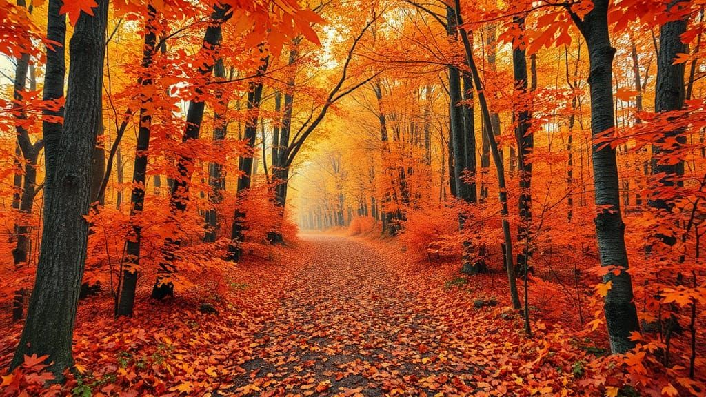 Autumn Forest Path in Paper Collage