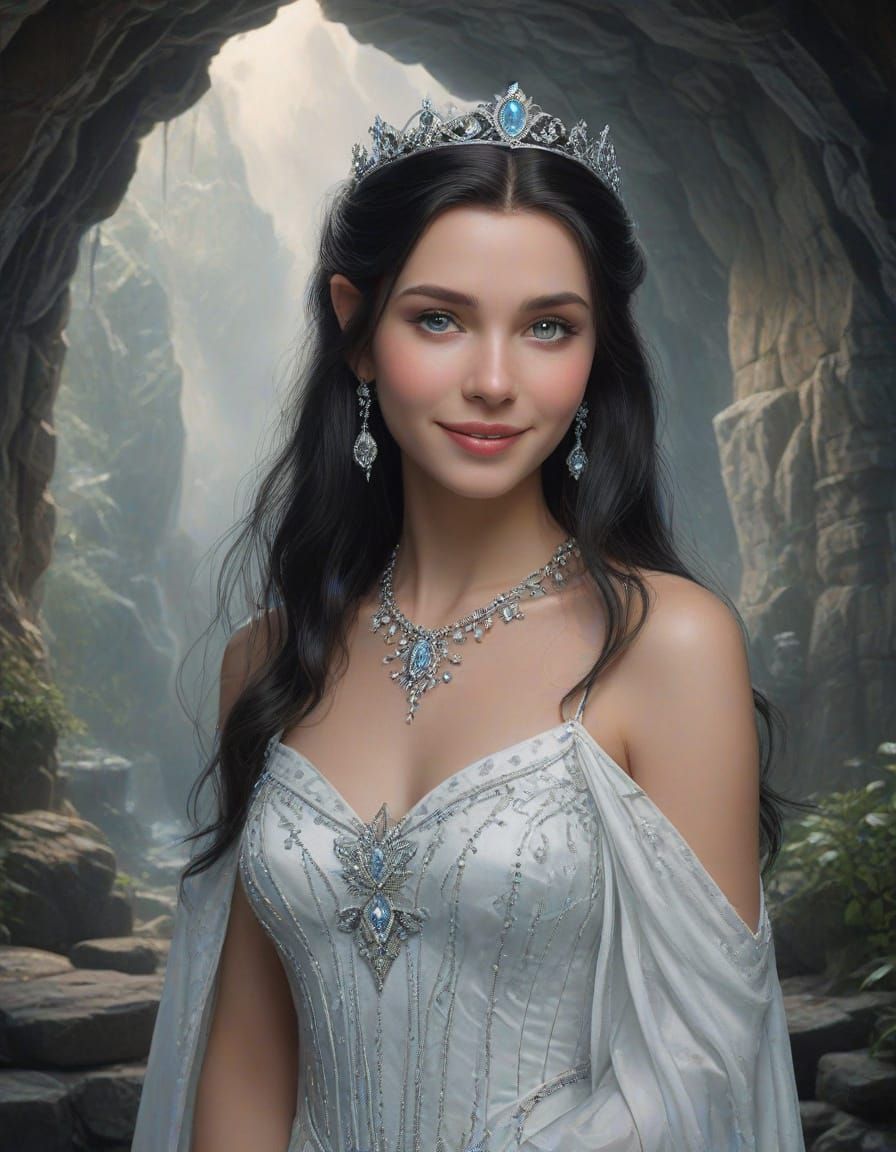 Enchanted Elf Bride in Mystical Cave