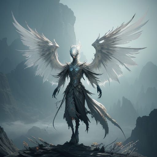 Spectral Wraith with Thorny Arms and Dragon Wings in Etherea...