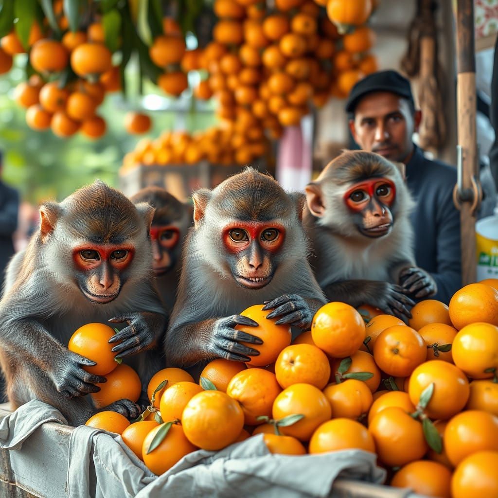 Mischief in the Marketplace: Macaques Steal Mandarins in a V...