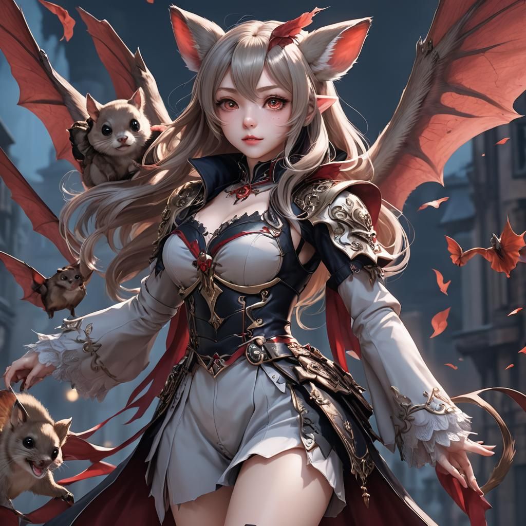 Anime Vampire Squirrel Hybrid in 3D Style