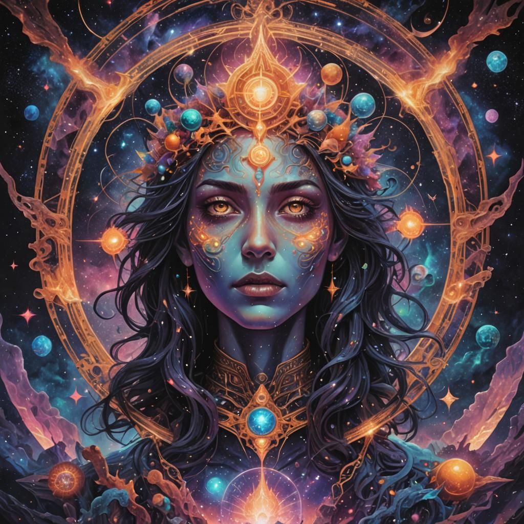 Grimdark Holographic Astral Cosmic Illustration