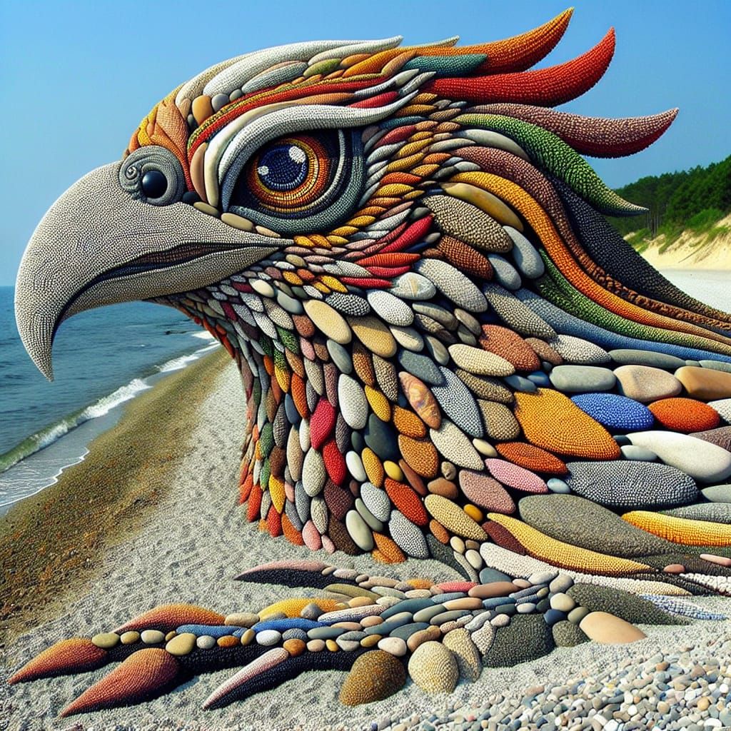 Mythical Sparrow Land Art Masterpiece on Beach