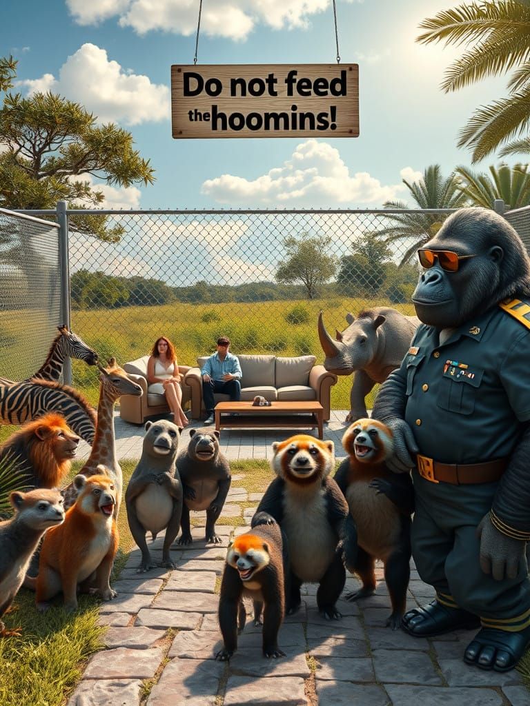 Surreal Wildlife Preserve Family Enclosure in Hyperrealistic...