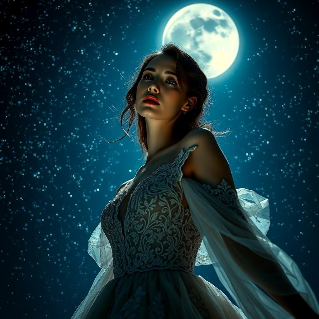 Hyperrealistic Woman Sparkling Like Diamonds