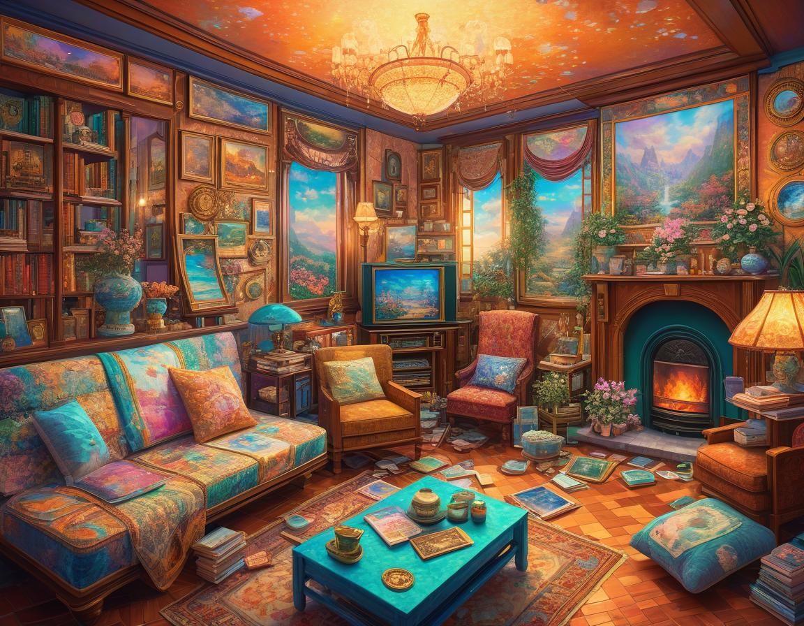 Ethereal Belongings in Art Deco Retrowave Style