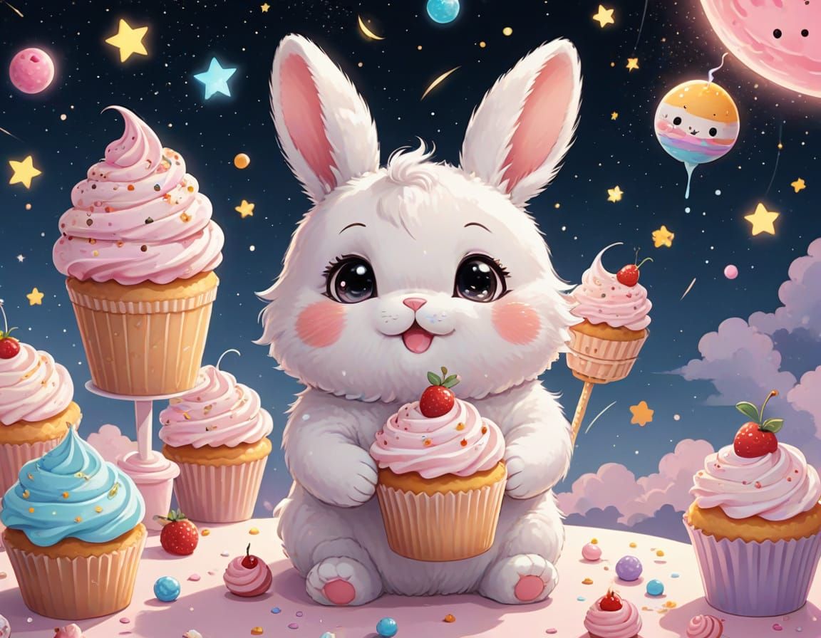 Dreamlike Anime Rabbit and Friends in Pastel Colors