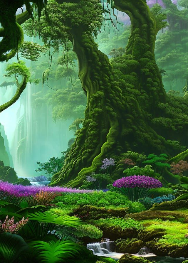 Pandora Planet Landscape with Bioluminescent Flora