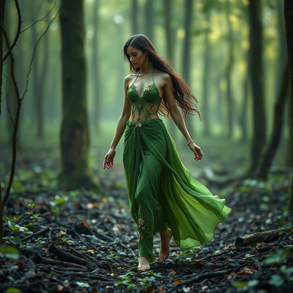 Forest Spirit Finds Life in Ashes: Fantasy Art