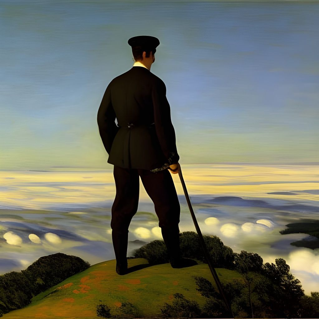 Contemplative Figure Above a Misty Vista