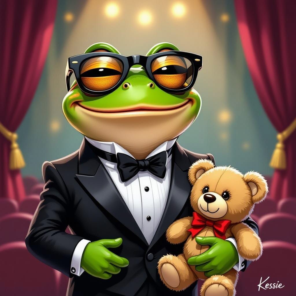 Frog and Teddy Attend Opera in Whimsical Style