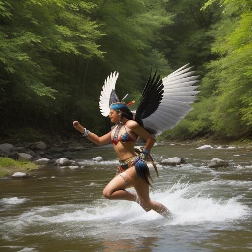 Native American Woman with Wings Bathing