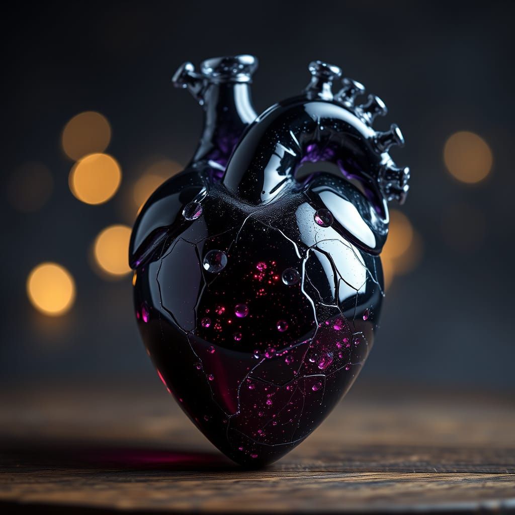 Gothic Glass Heart Shines with Sparkling Details