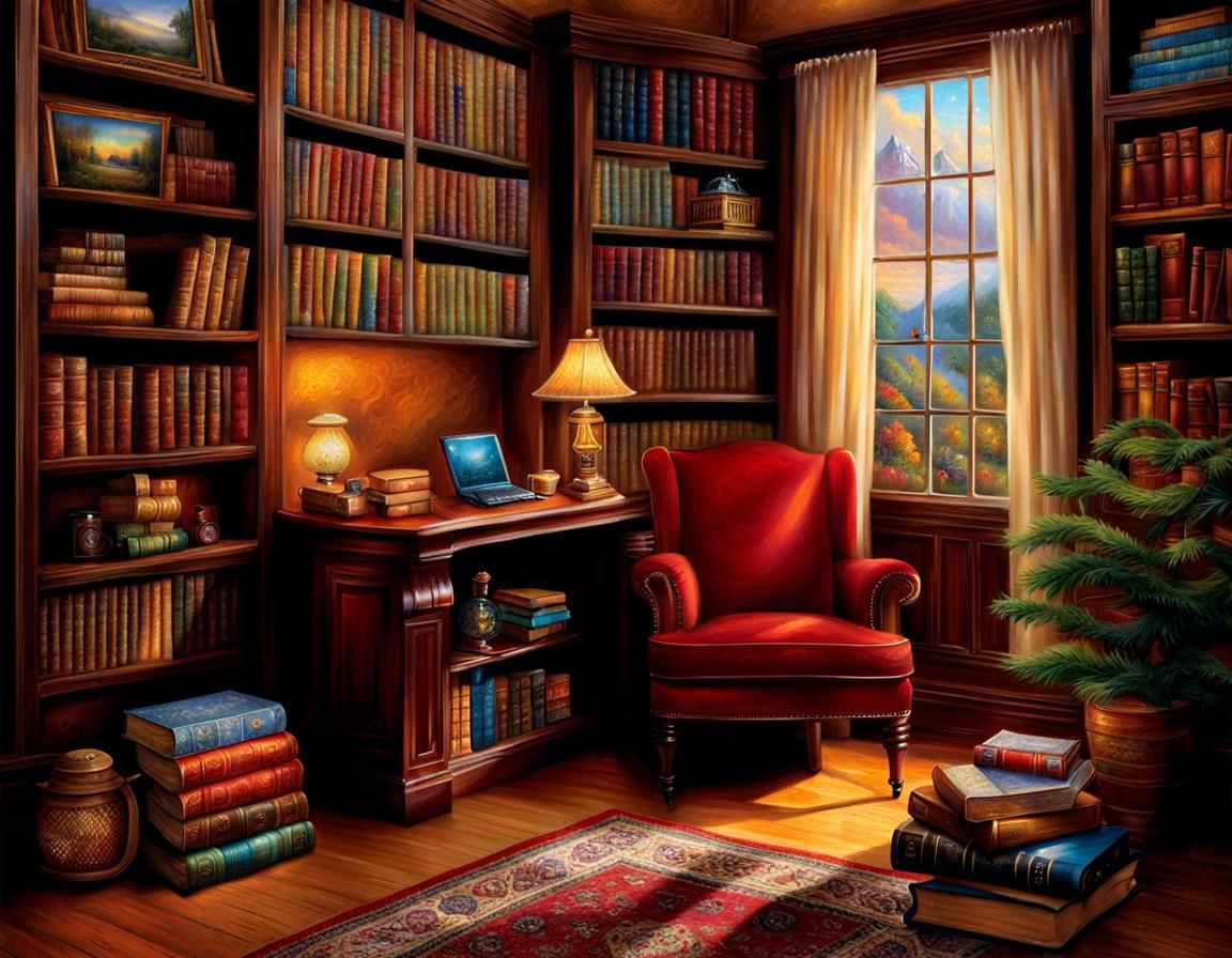 Cozy Book Nook in Luminist Style