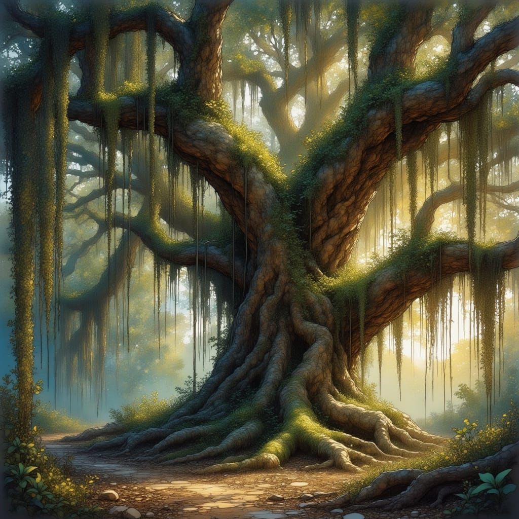 Old Oak Covered in Spanish Moss (3)