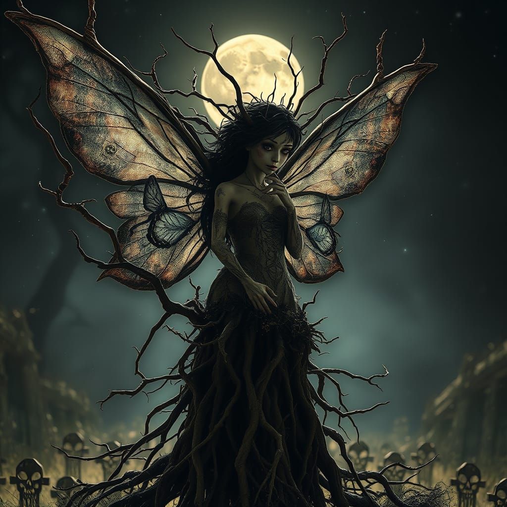 Graveyard Fairy in Dark Fantasy Style