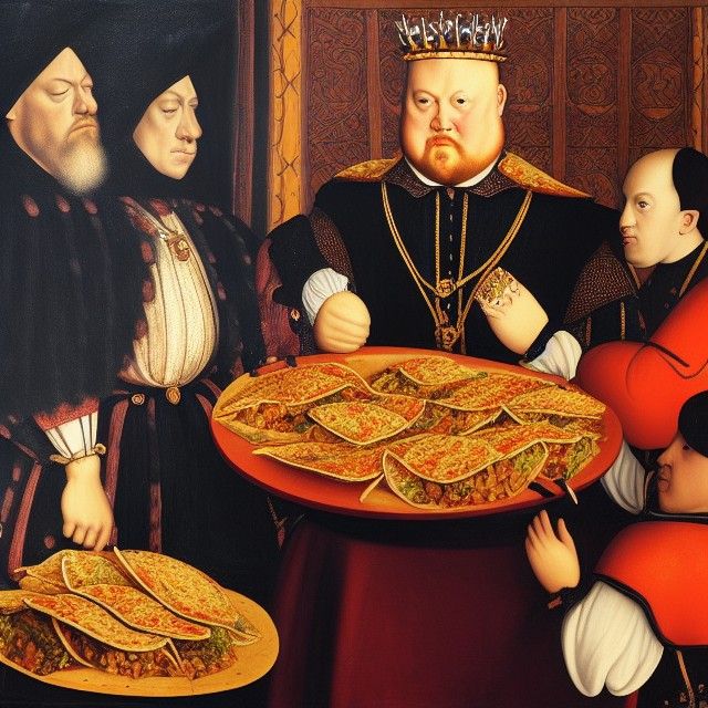King Henry VIII Eats Tacos: Renaissance Oil Painting