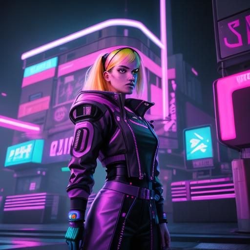 Cyberpunk Tarot Reader on Phoenix Path in Neon