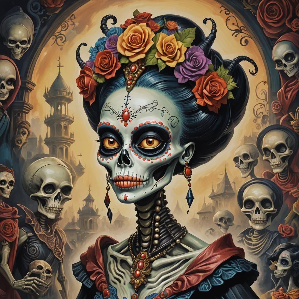 Alien Catrina in Disney Animation Style