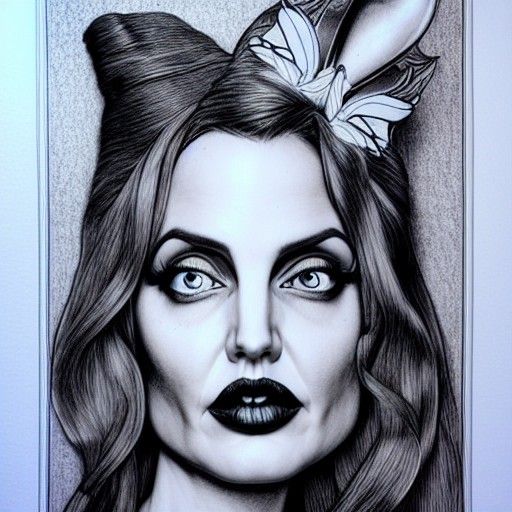 Angelina Jolie as Alice in Wonderland, Art Nouveau Portrait