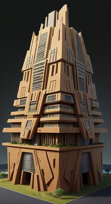 a model of a futuristic building based on the termite mound principle