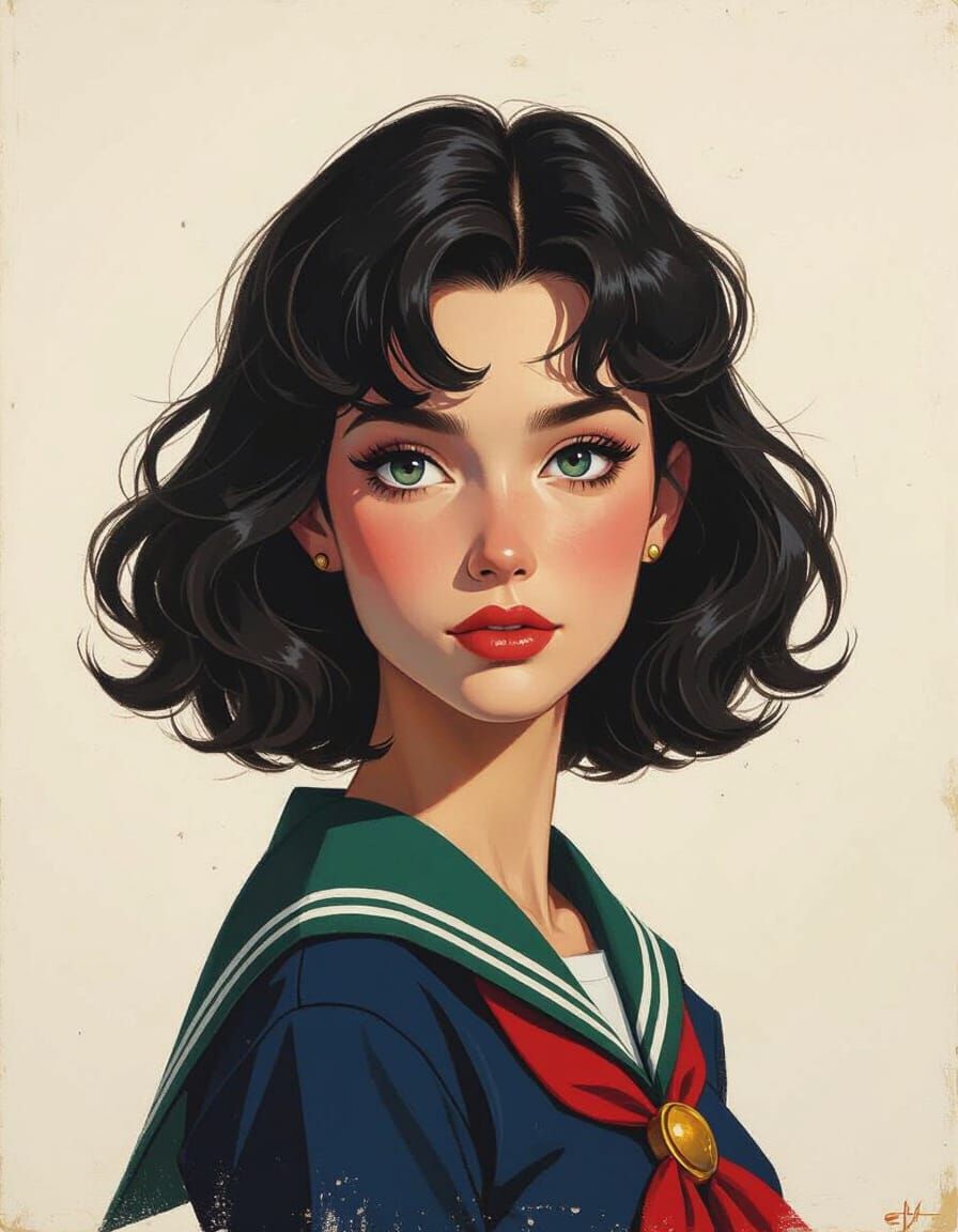 Sailor Jupiter Portrait in Oil Painting Style