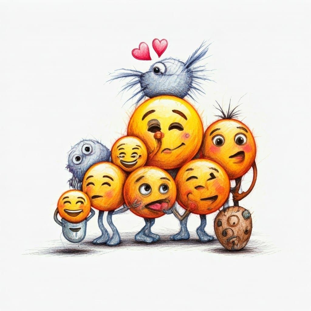 Playful Emojis in Hand-Drawn Pencil Style