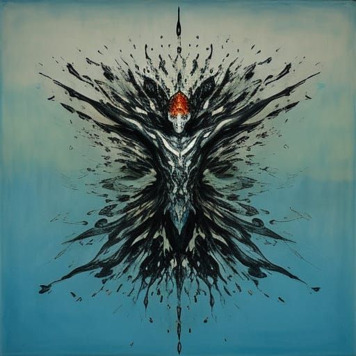 Zen Mystic Abstract Expressionism with Water Ink Splash Art