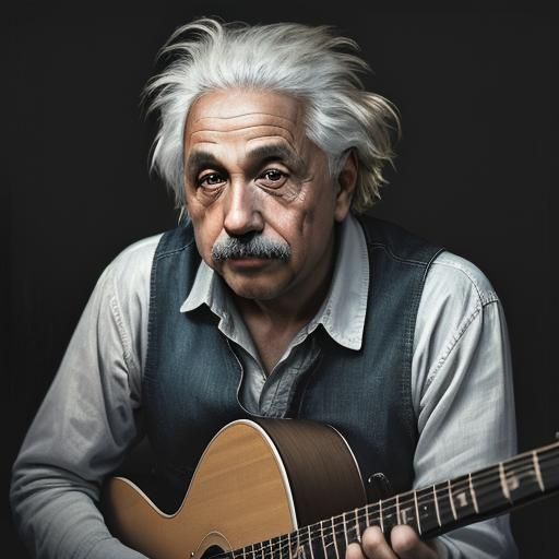 Einstein Portrait Playing Guitar with Ambient Light