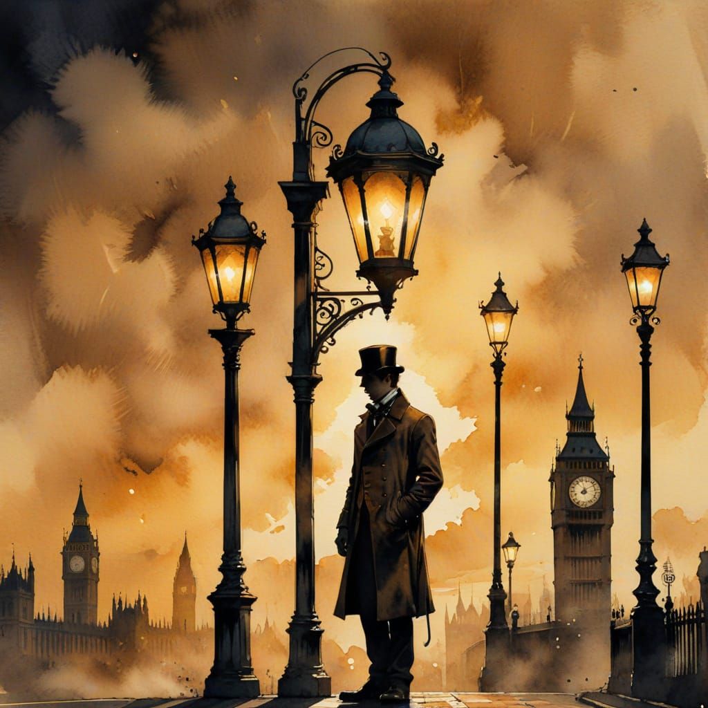 Sherlock Holmes in Victorian London Silhouette