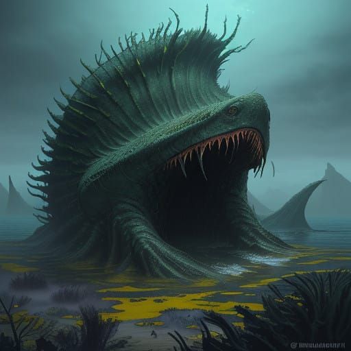 Majestic Tunafang in Dark Fantasy Seascapes