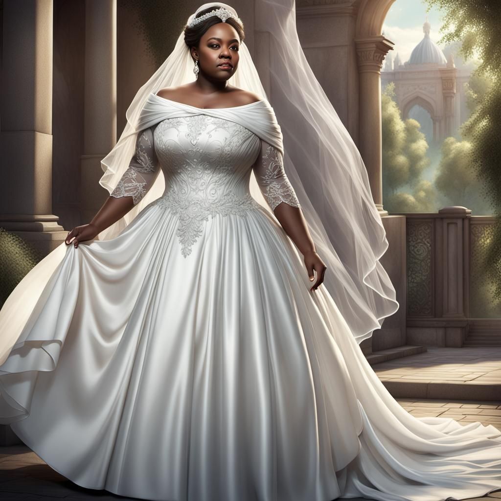 #BBW #Big #Beautiful #Woman #satin #wedding #bridal #gown #l...