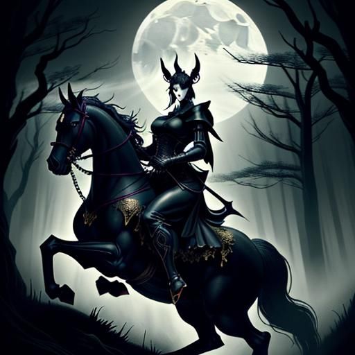 Super Mario as Headless Horseman in Gothic Ukiyo-e Style