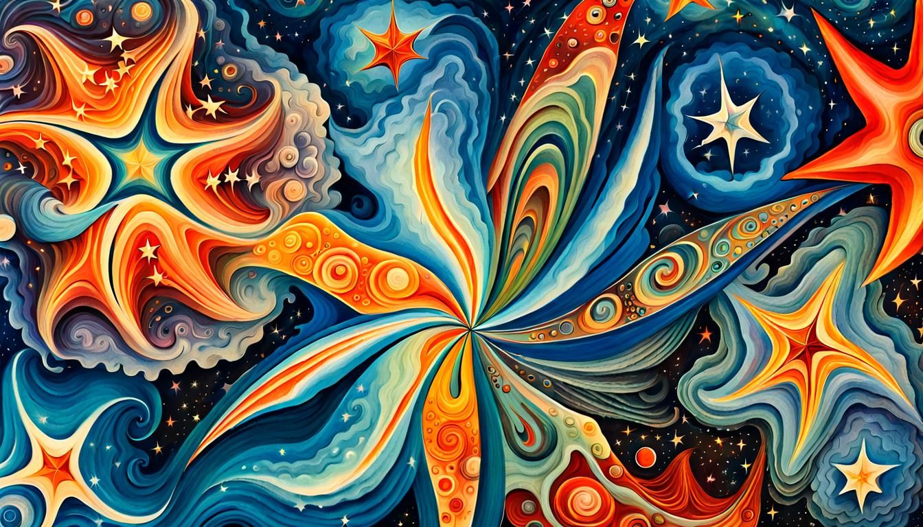 Cosmic Star Cluster in Retro-Futuristic Sci-Fi Art