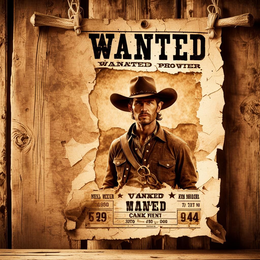 Vintage Cowboy Wanted Poster in Western Style