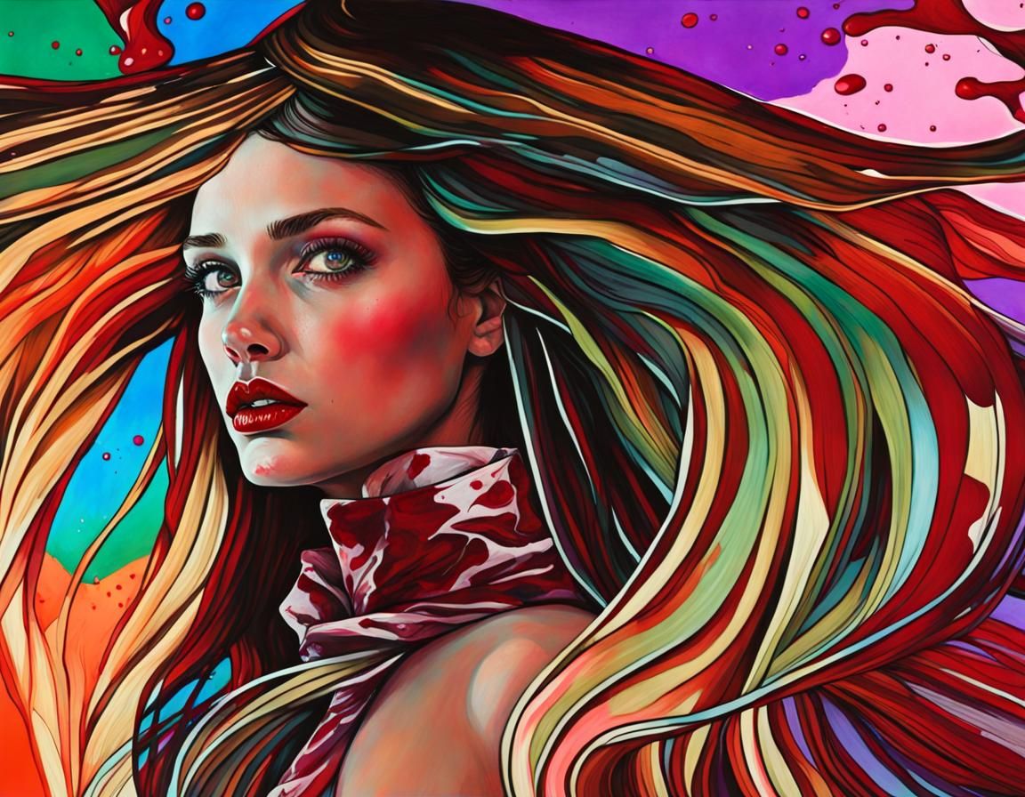 Portrait with Crimson Stockings in Impasto Style