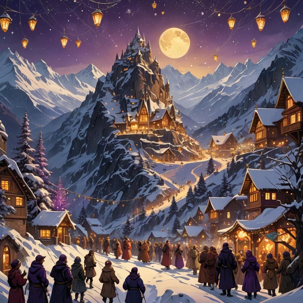 Dark Fantasy Christmas Celebration in the Mountains