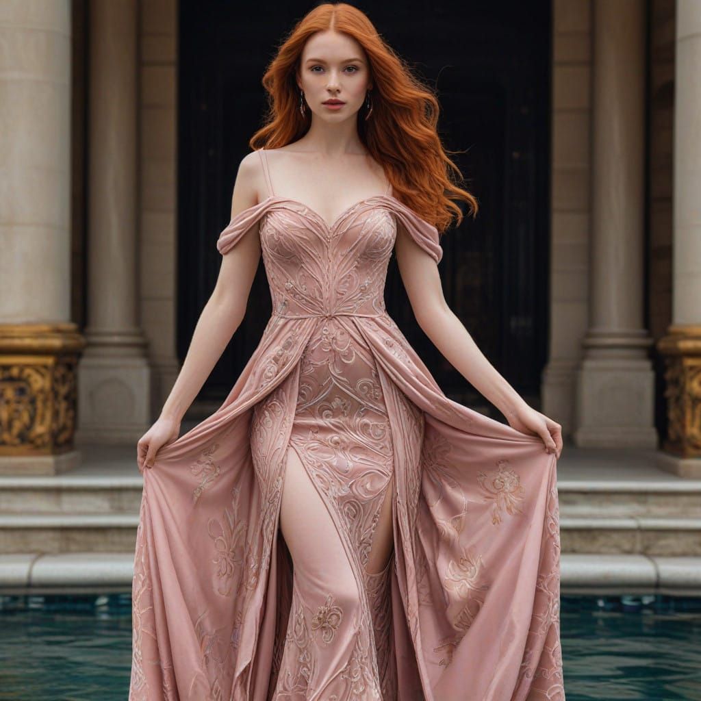 Cyberpunk Goddess Reigns Over Turbulent Sea in Lavish Velvet...