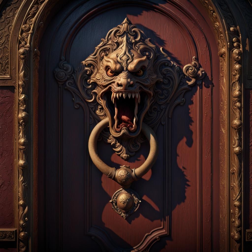 Menacing Living Doorknocker Horror Art