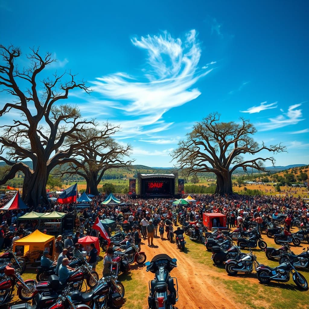 Texas Hill Country Motorcycle Rally in Vibrant Colors