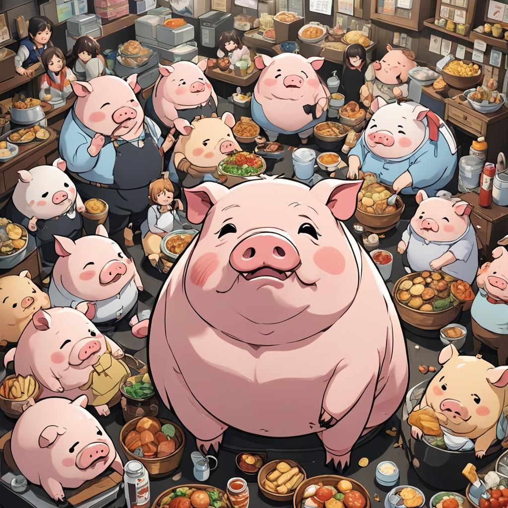 Anime Style Fat Pig: Manga Key Visual
