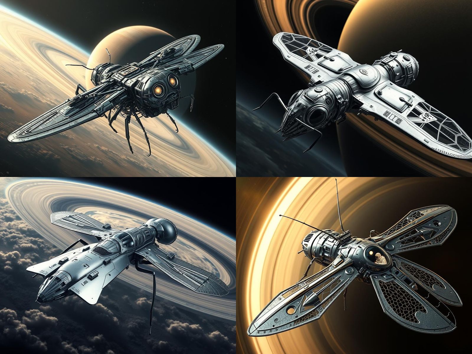 Ant Queen Spaceship Navigating Saturn's Rings