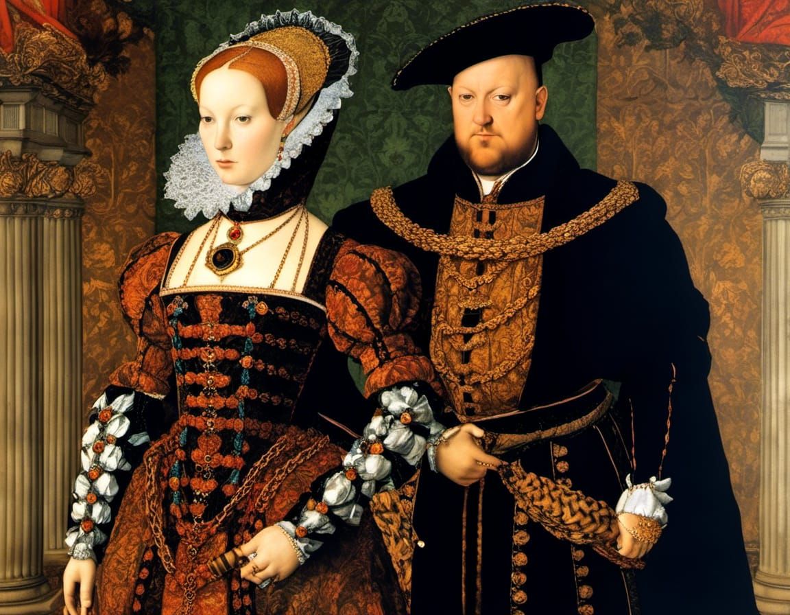 Ann Boleyn and Henry VIII in the sixteen century style
