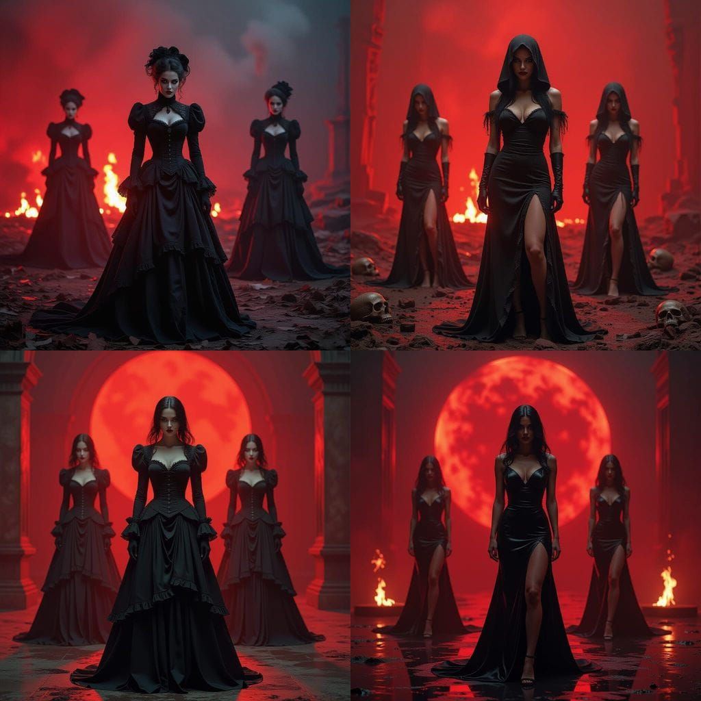 Decomposing Female Figures in Apocalyptic Gothic Scene