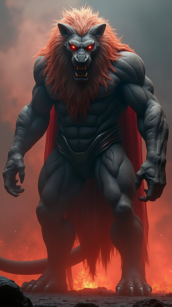 Monstrous Superman-Lion Hybrid in 3D Render