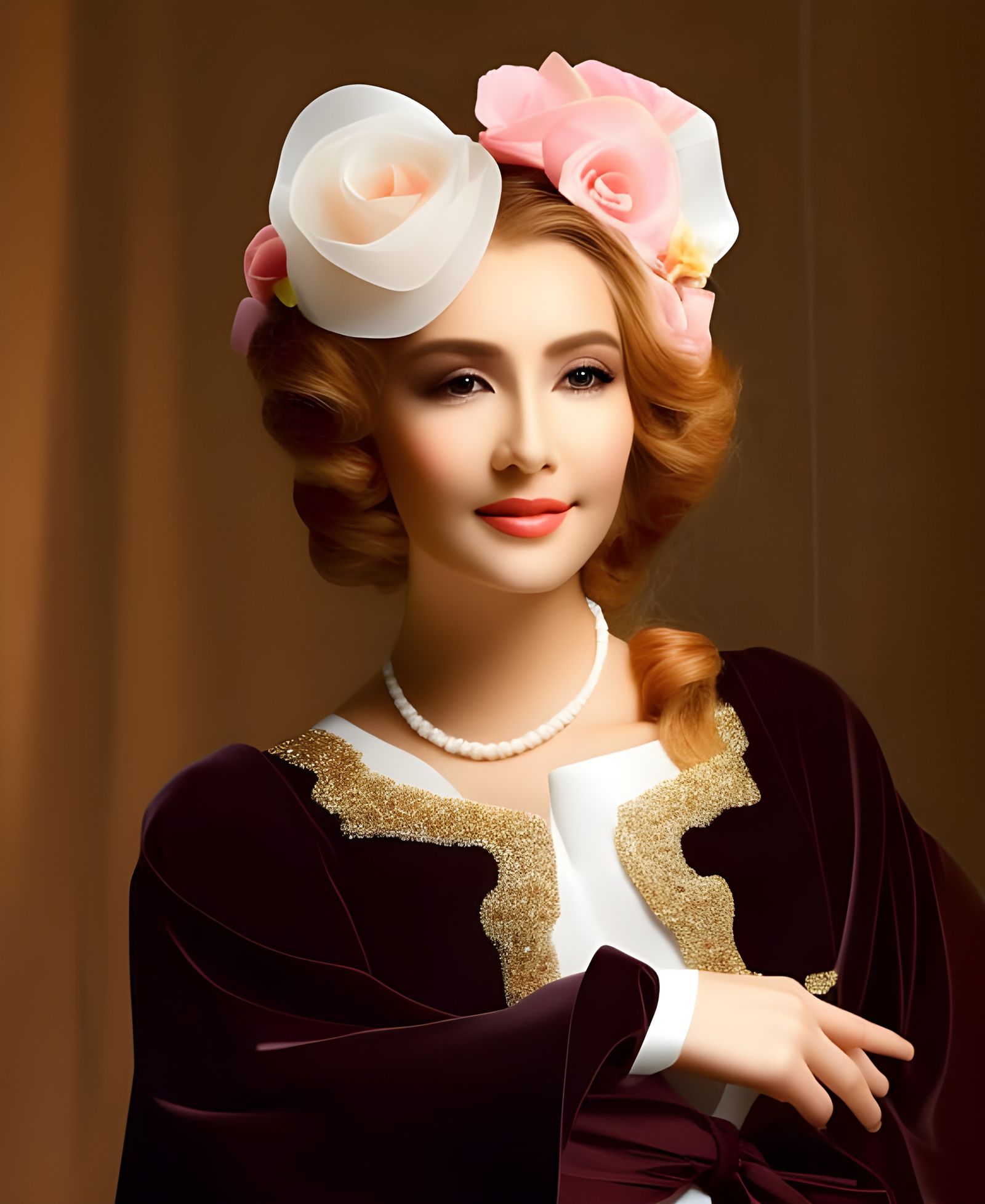 Renaissance Woman in Sheer Blouse Portrait